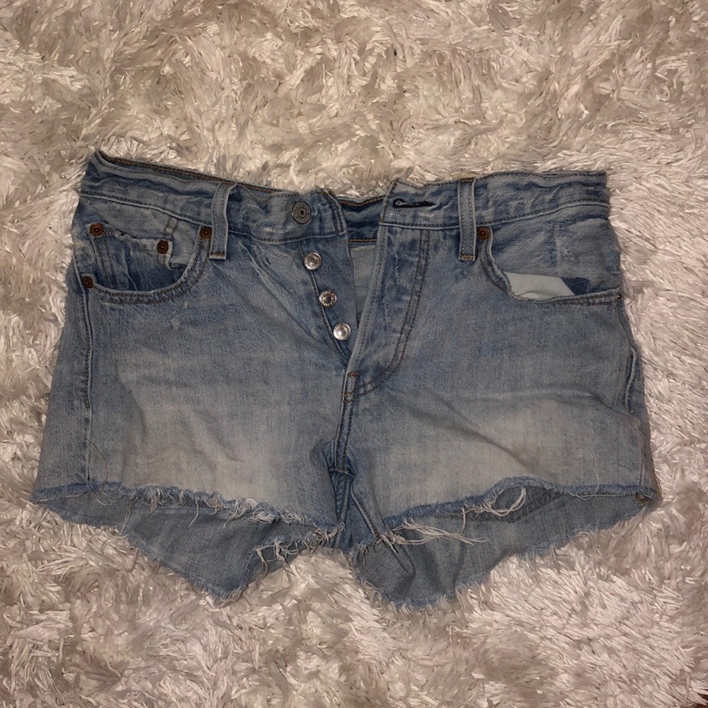Levi 501 Button fly denim shorts.
